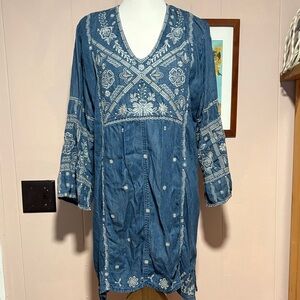 Johnny Was Denim Blue Floral Dress